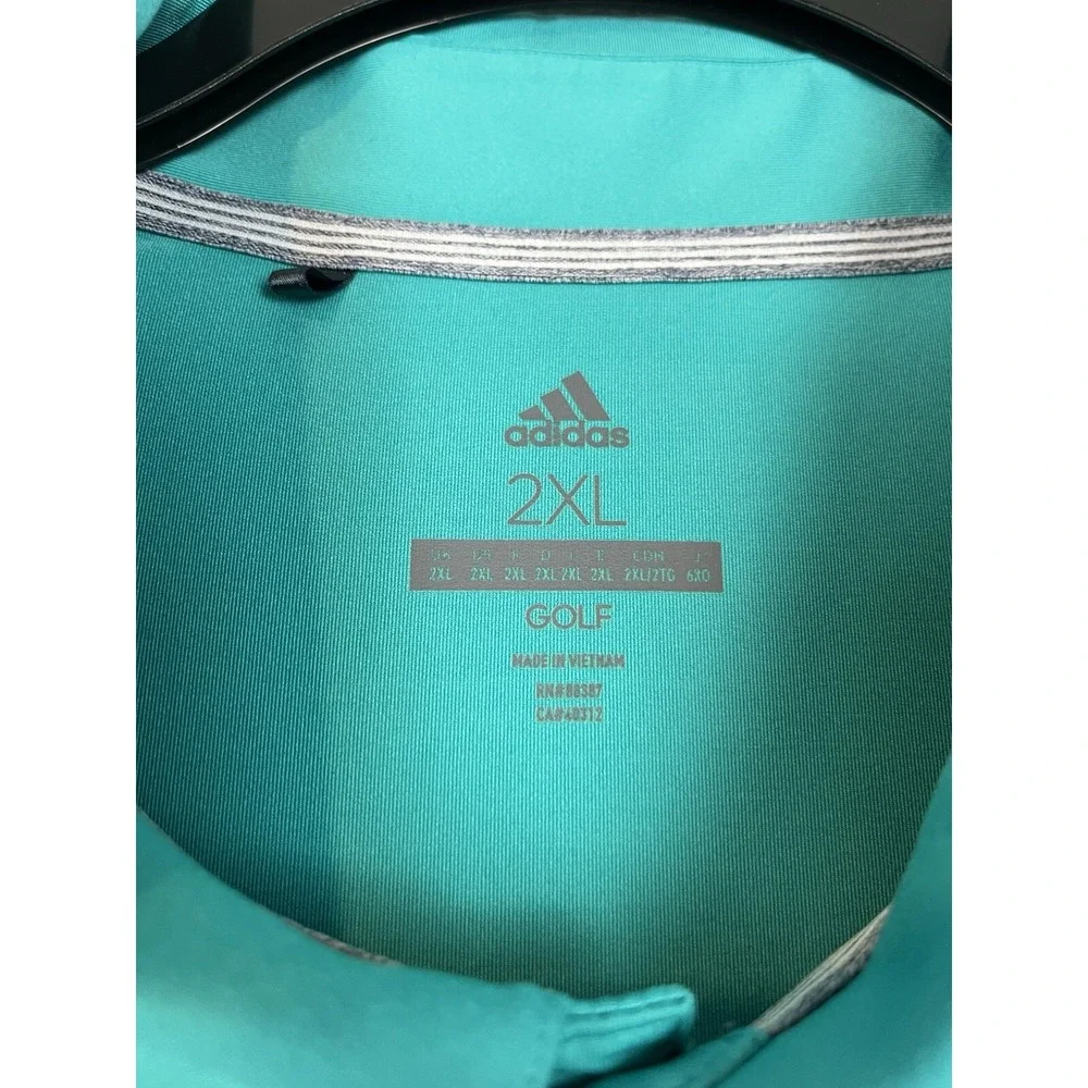 Adidas Polo 2XL Green Ultimate 365 Performance 3-Button Side Slit Golf Shirt